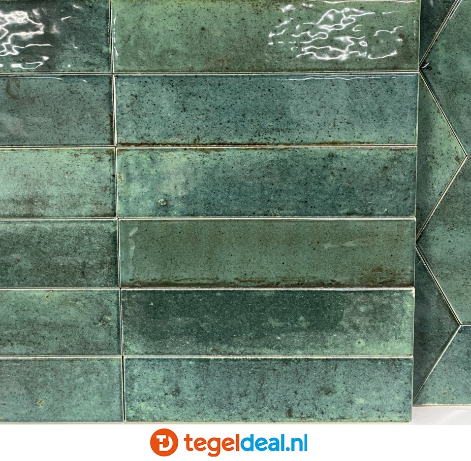 wandtegels Ribesalbes, Hope OLIVE glans, 6x25 cm; Groene glanzende